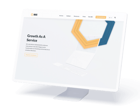 Monitor zur Anzeige der BEE-Website mit der Botschaft "Wachstum als Dienstleistung
